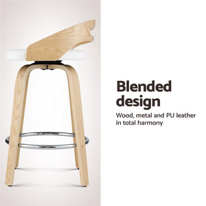 Artiss Bar Stools | 2 Pack | Swivel Dining Chairs | Low Back | Counter Seat | PU Cushion