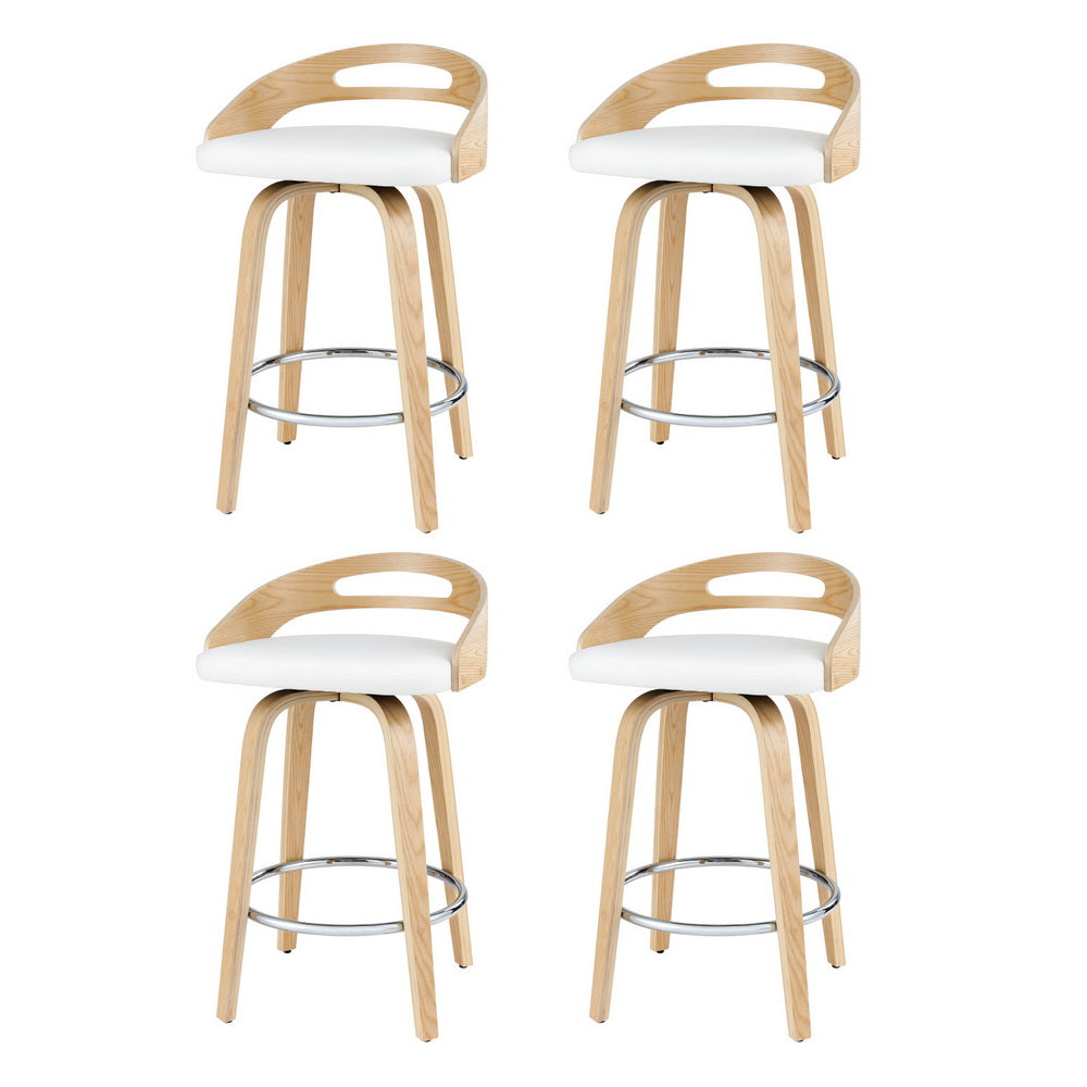 4x Bar Stools | Swivel Dining Chairs | Low Back | PU Cushion | Counter Seat
