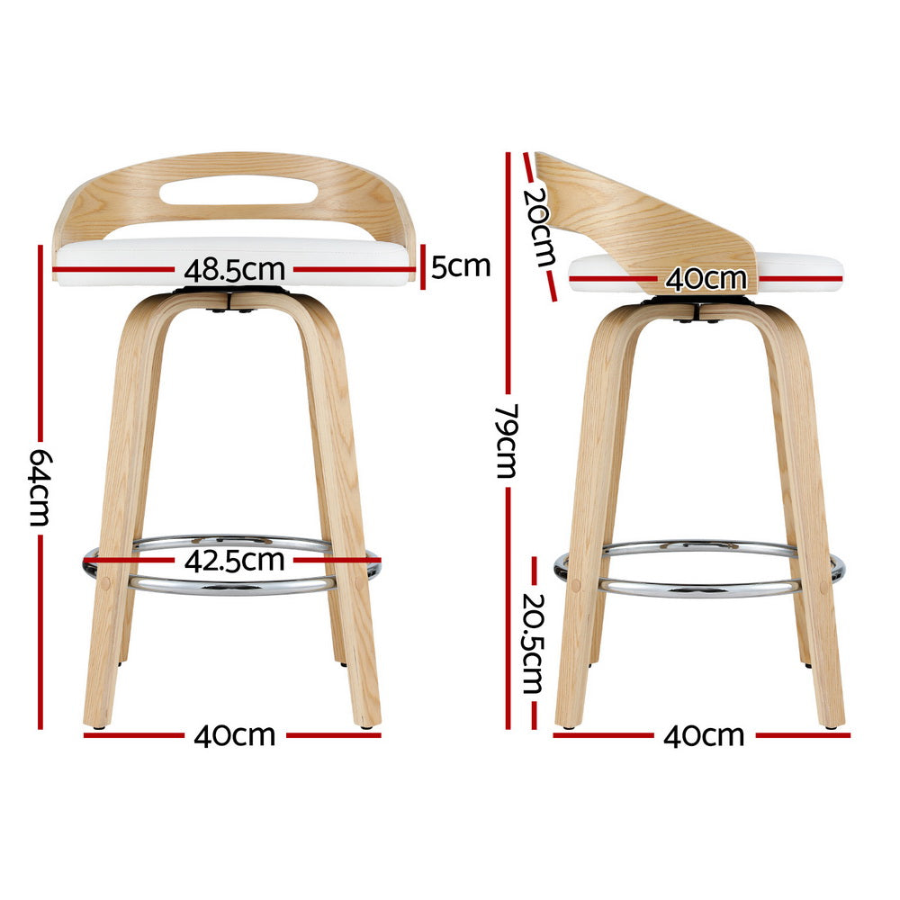 4x Bar Stools | Swivel Dining Chairs | Low Back | PU Cushion | Counter Seat