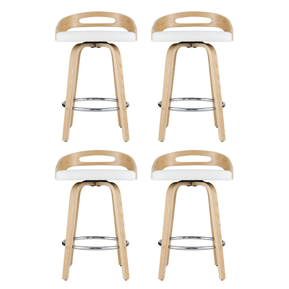 4x Bar Stools | Swivel Dining Chairs | Low Back | PU Cushion | Counter Seat