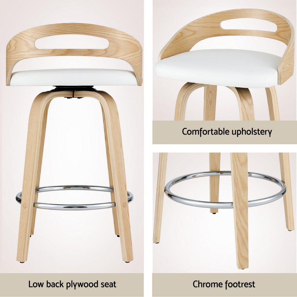 4x Bar Stools | Swivel Dining Chairs | Low Back | PU Cushion | Counter Seat