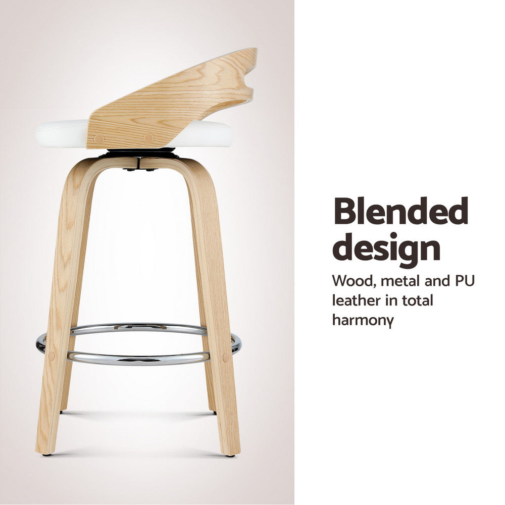4x Bar Stools | Swivel Dining Chairs | Low Back | PU Cushion | Counter Seat
