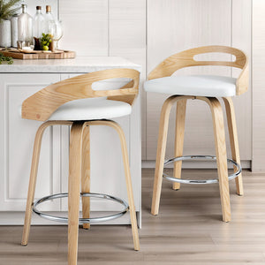 4x Bar Stools | Swivel Dining Chairs | Low Back | PU Cushion | Counter Seat