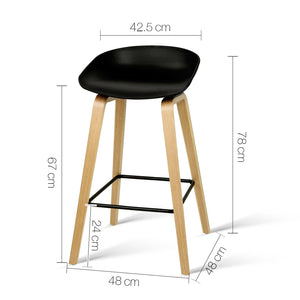 Bar Stools | 4PCS | Kitchen Counter Stool | Dining Chairs | Wooden Black