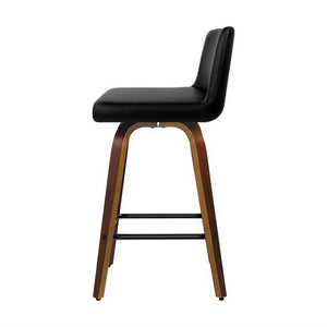 4x Bar Stools | Swivel Leather | Padded | Wooden Frame