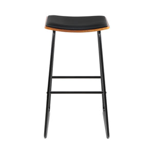 4x Bar Stools | Leather Padded | Metal Frame