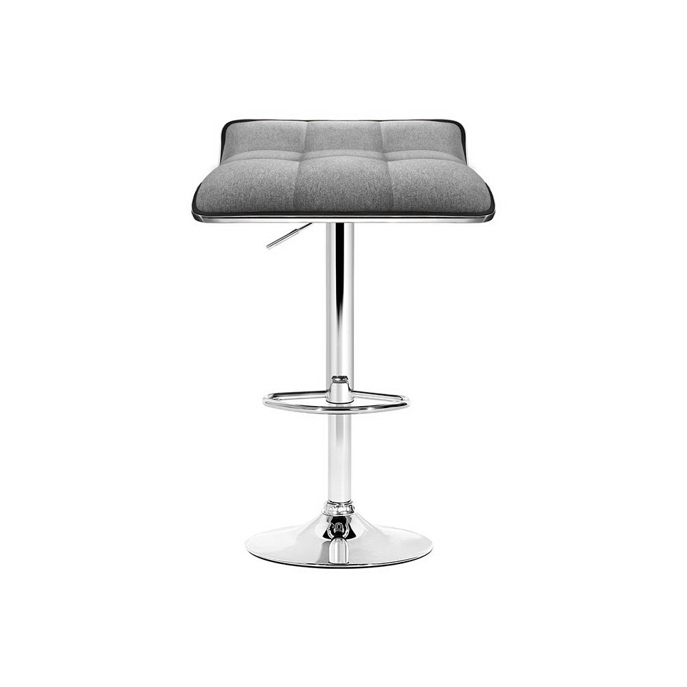 4x Bar Stools | Linen Padded | Gas Lift Adjustable | Modern Design