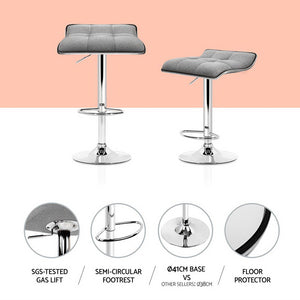 4x Bar Stools | Linen Padded | Gas Lift Adjustable | Modern Design