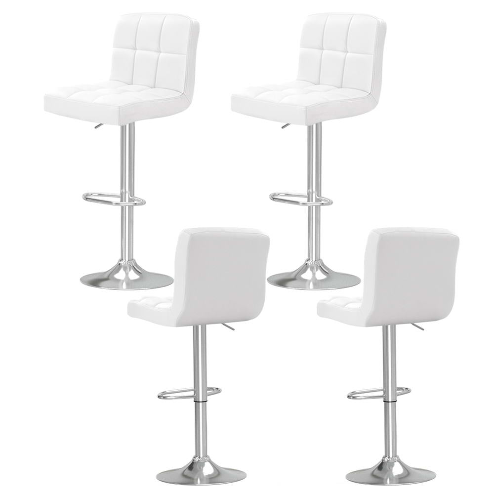 Bar Stools | 4PCS | Leather Gas Lift | White