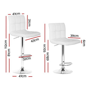 Bar Stools | 4PCS | Leather Gas Lift | White