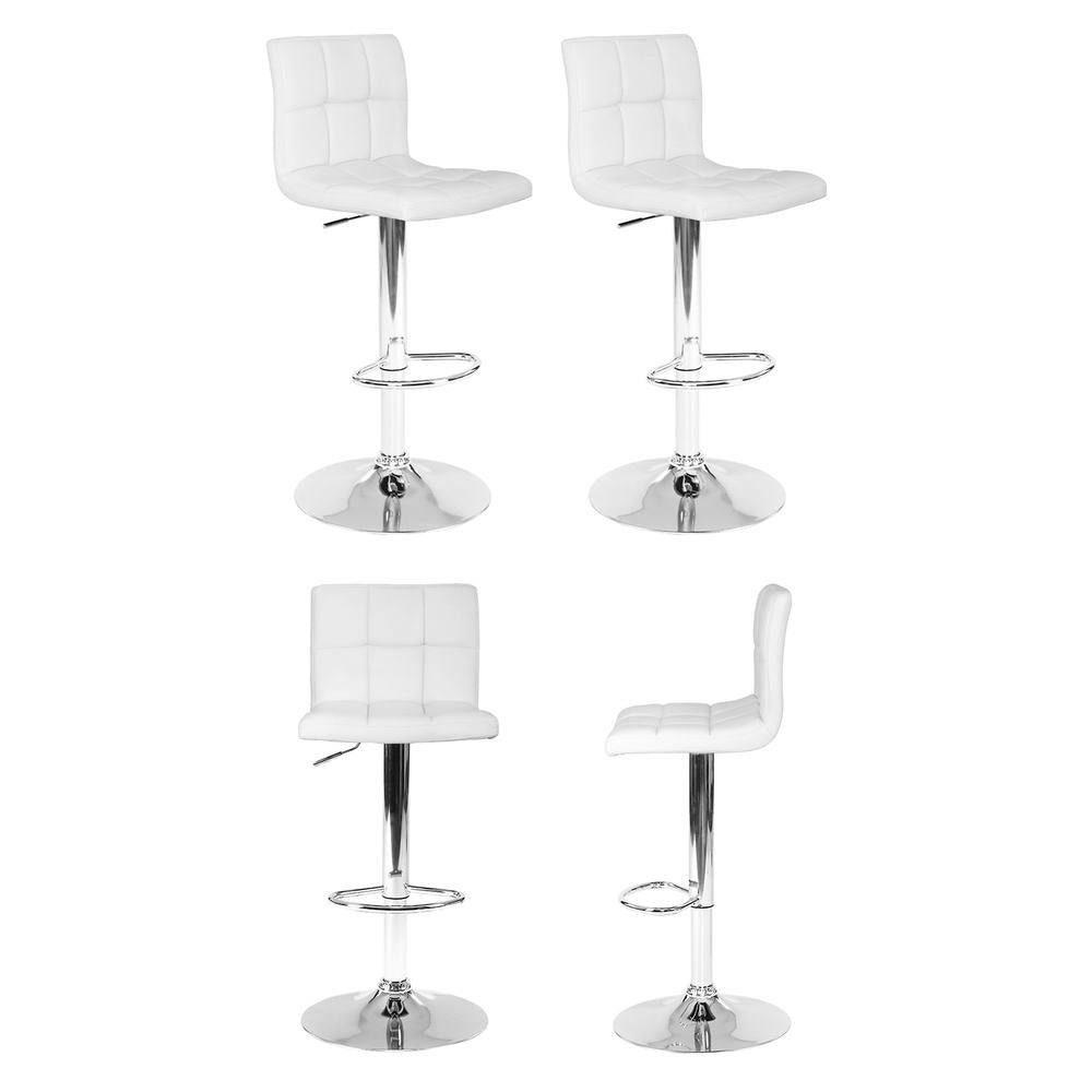 Bar Stools | 4PCS | Leather Gas Lift | White
