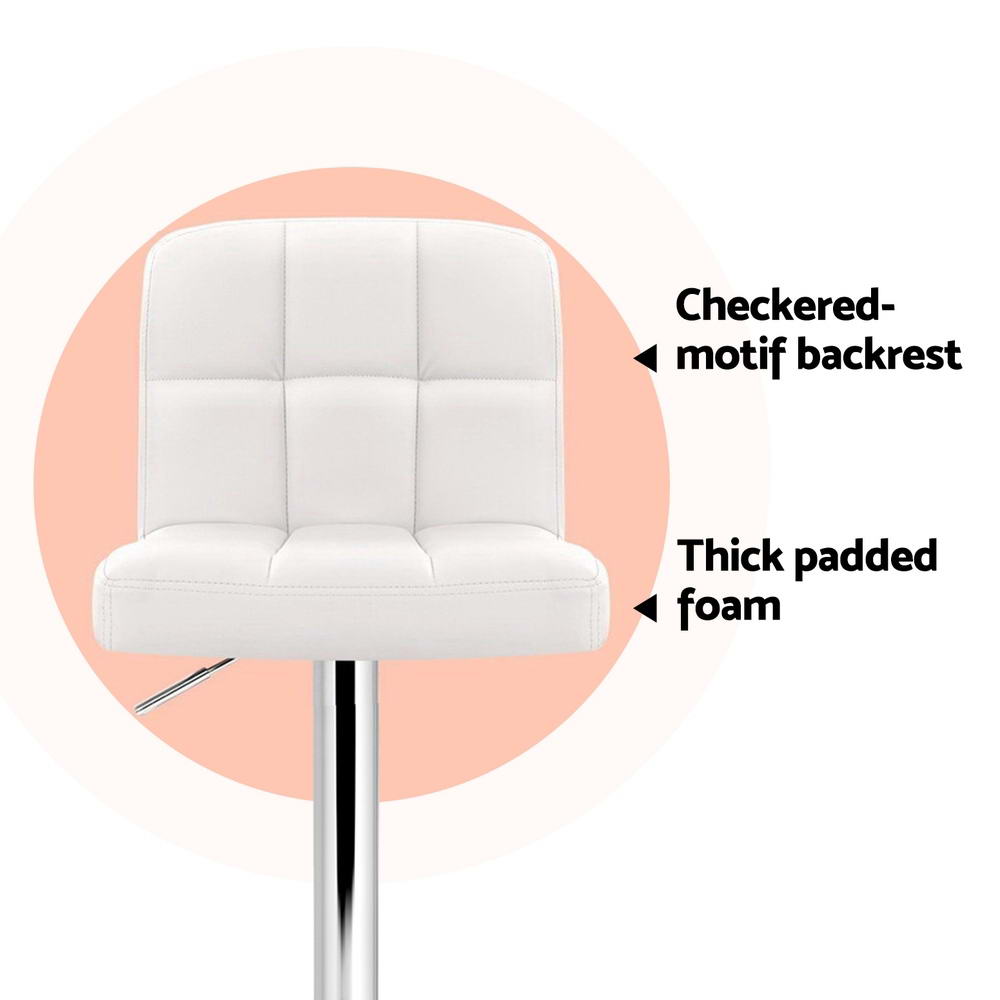 Bar Stools | 4PCS | Leather Gas Lift | White