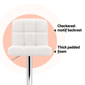 Bar Stools | 4PCS | Leather Gas Lift | White