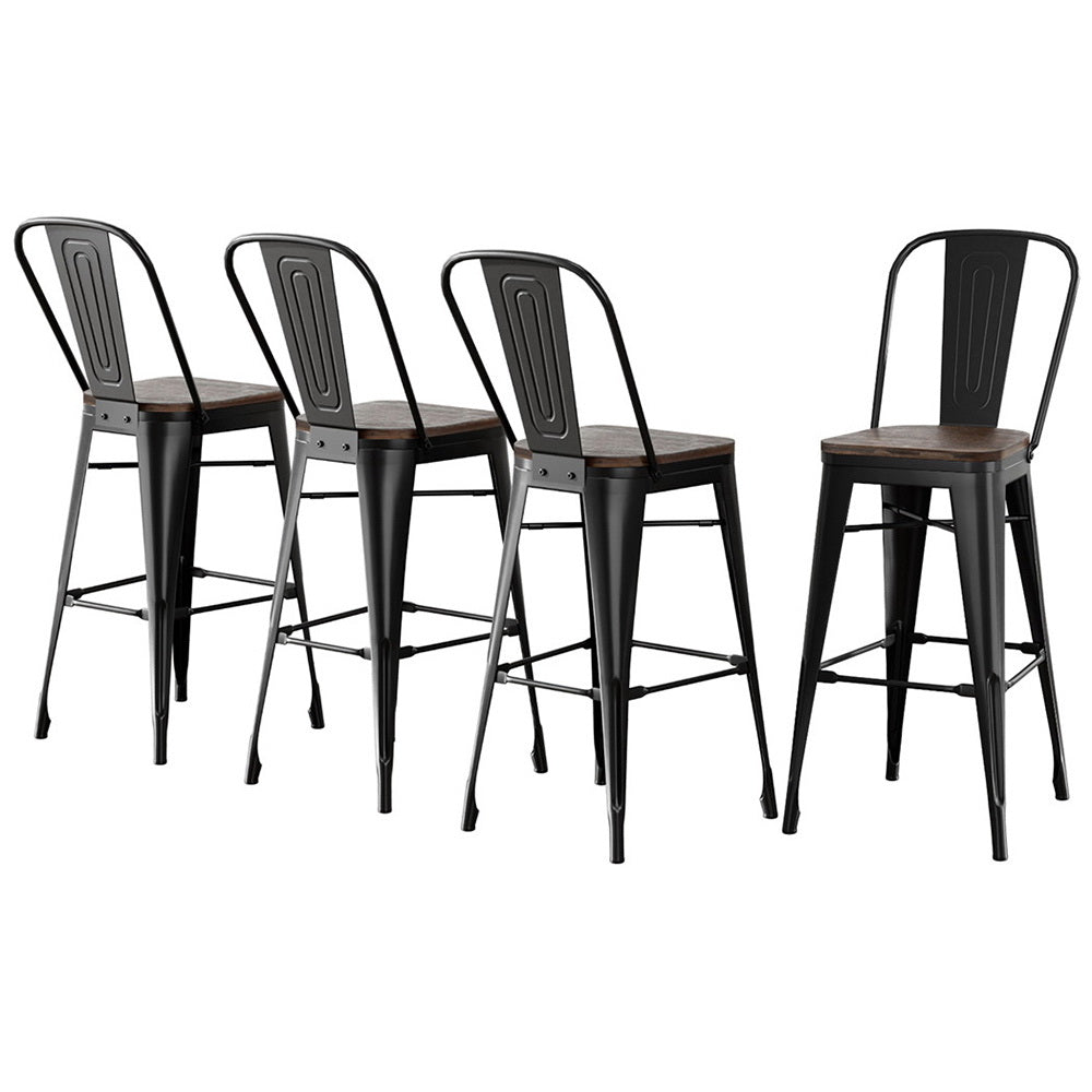 Artiss | Bar Stools | Set of 4 | Metal Frame | Wooden Seat | Retro Counter Stools