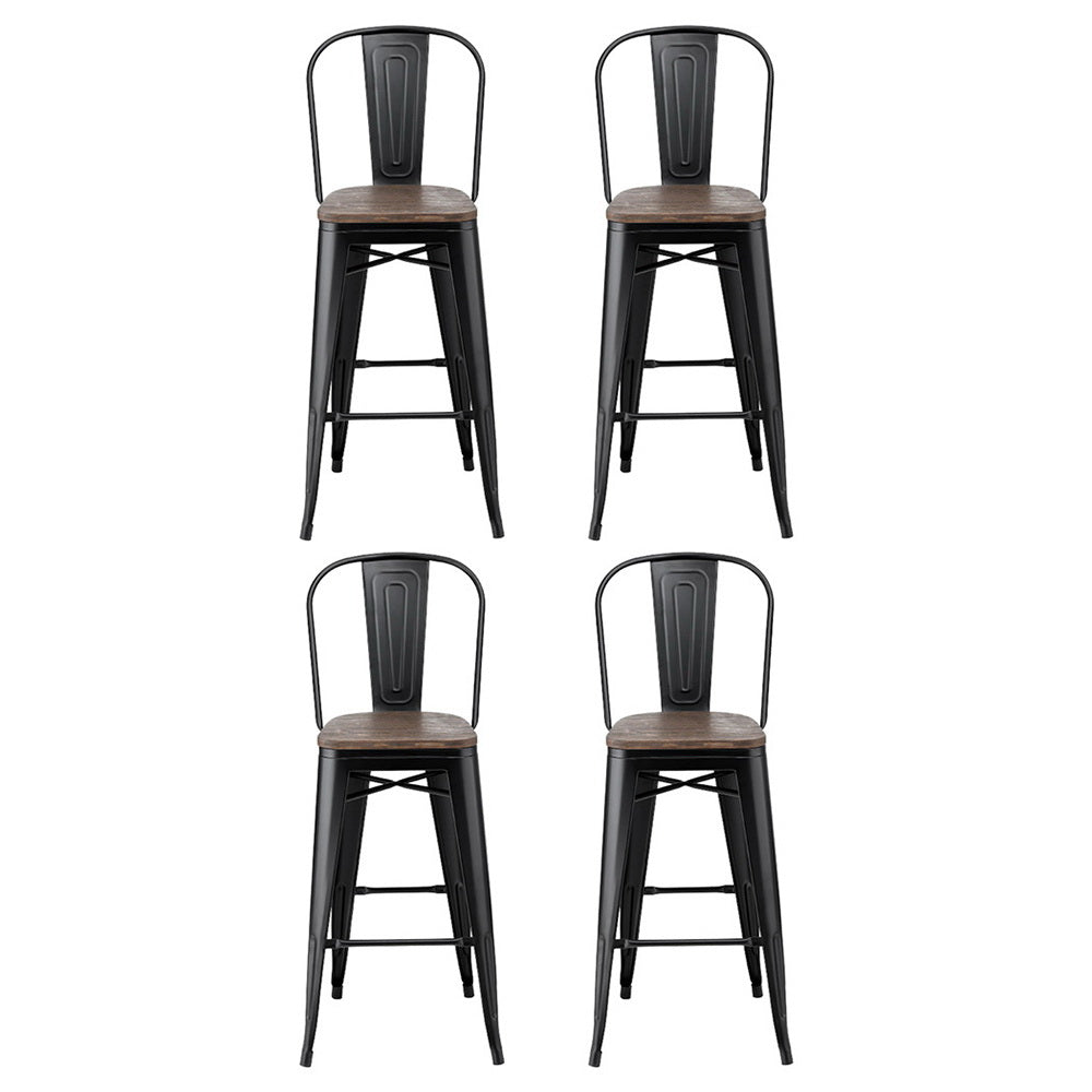 Artiss | Bar Stools | Set of 4 | Metal Frame | Wooden Seat | Retro Counter Stools
