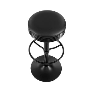 2x Bar Stools | Leather Padded | Gas Lift | Black