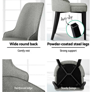 Artiss Dining Chairs | Set of 4 | Linen Fabric | Grey