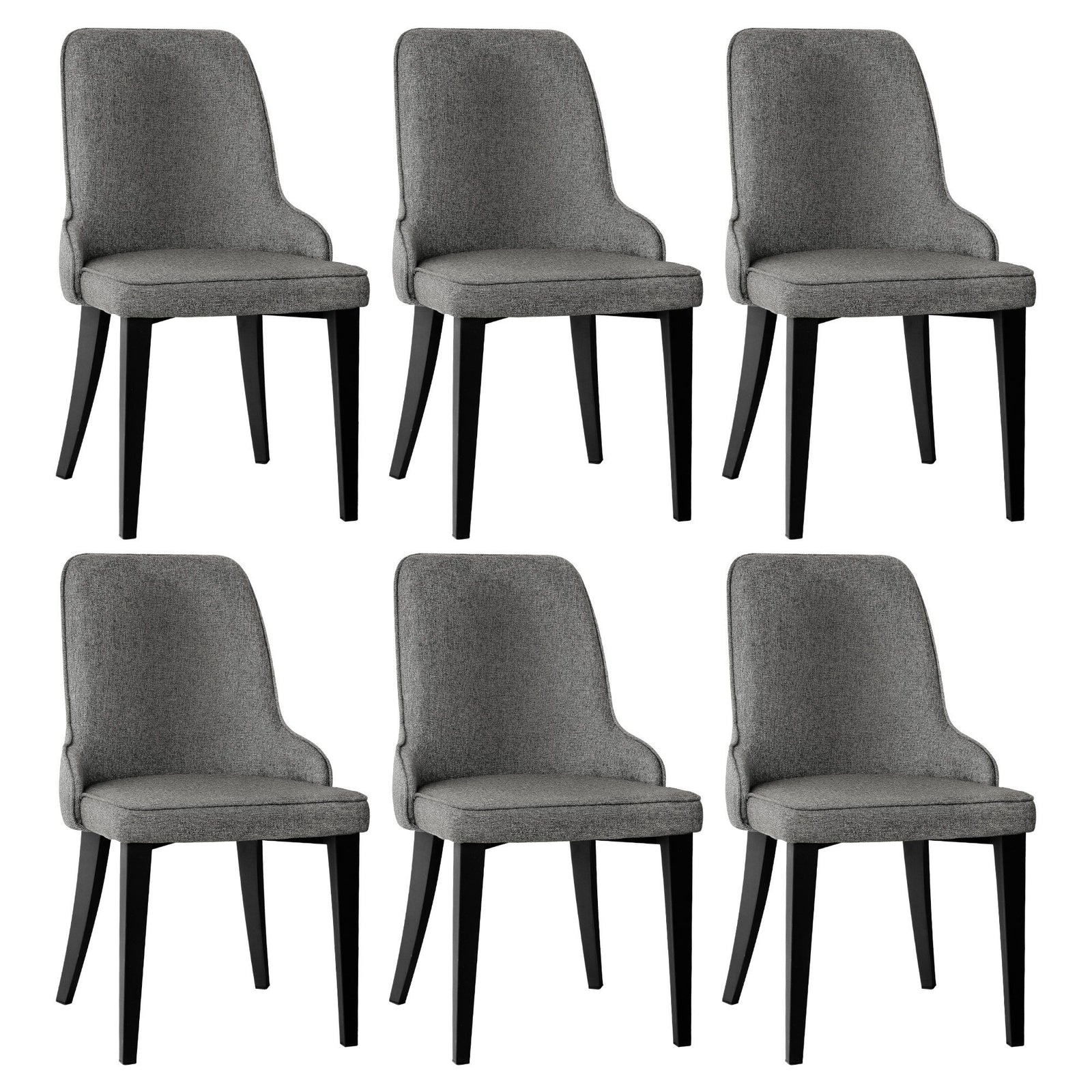 Dining Chairs | 6 Pack | Linen Fabric Chairs | Grey