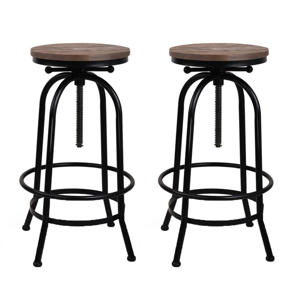 Industrial Bar Stool With Round Seat - 2 Pack