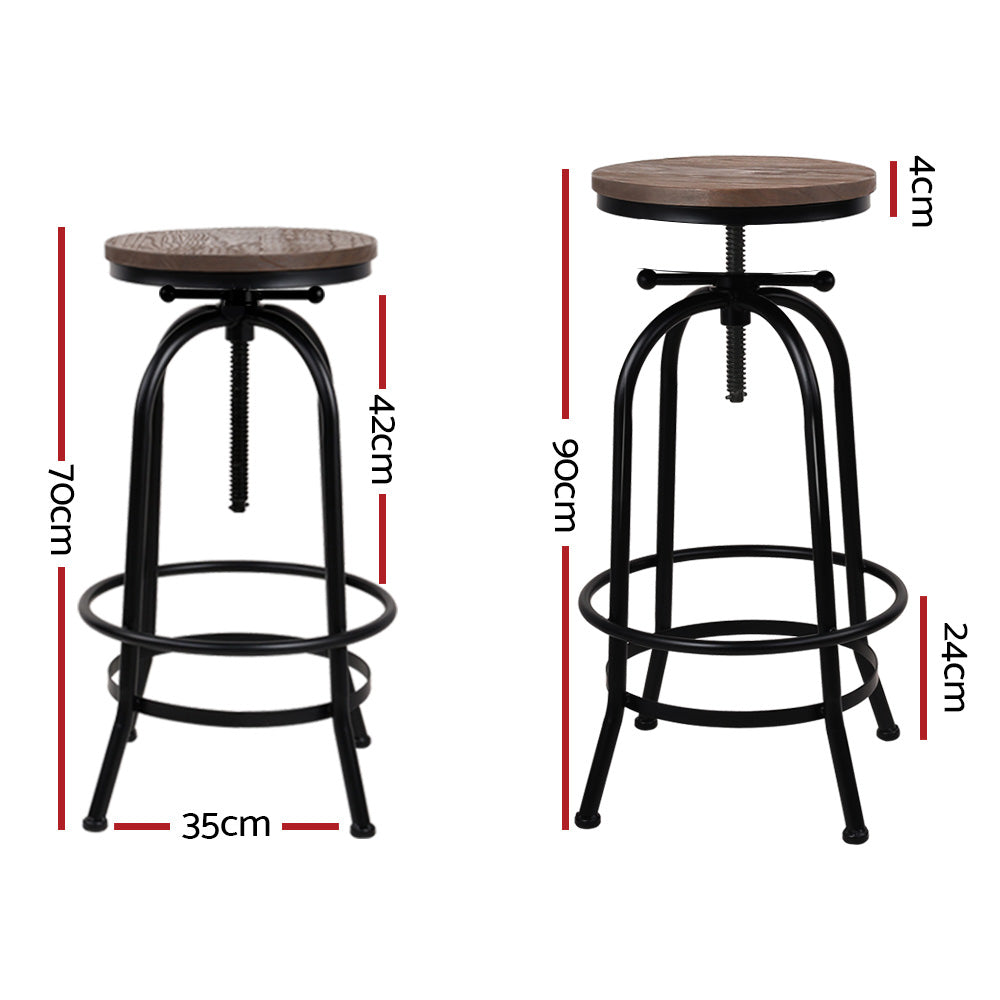 Industrial Bar Stool With Round Seat - 2 Pack