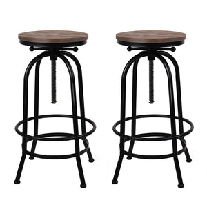 Industrial Bar Stool With Round Seat - 2 Pack