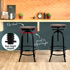 Industrial Bar Stool With Round Seat - 2 Pack