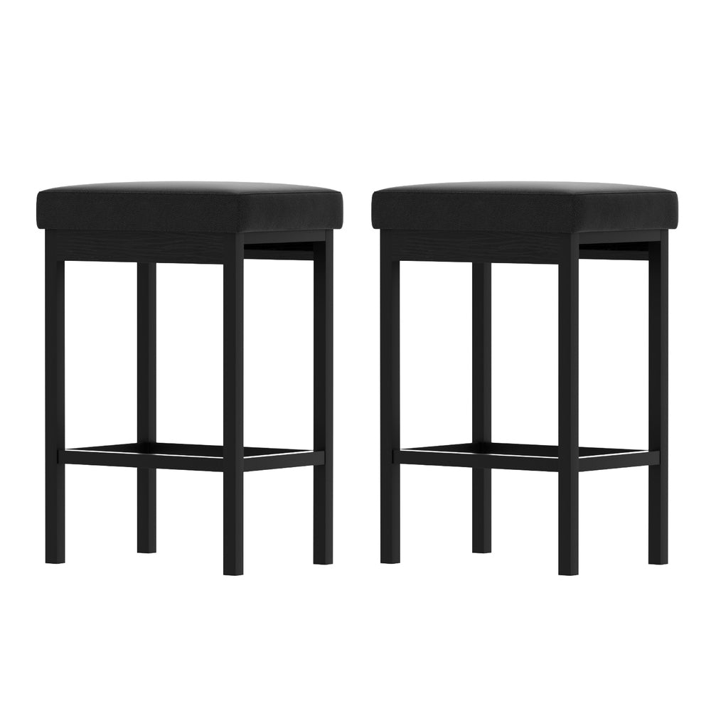 Artiss | Bar Stools | Set of 2 | Metal Frame | PU Leather Seat | Dining & Counter Chairs