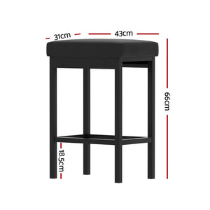 Artiss | Bar Stools | Set of 2 | Metal Frame | PU Leather Seat | Dining & Counter Chairs