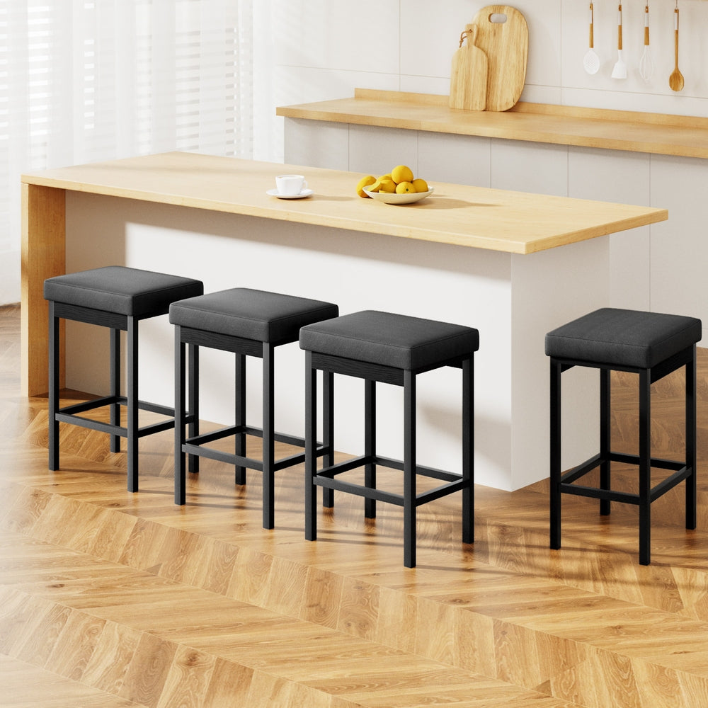 Artiss | Bar Stools | Set of 4 | Metal Frame | PU Leather Seat | Dining & Counter Chairs