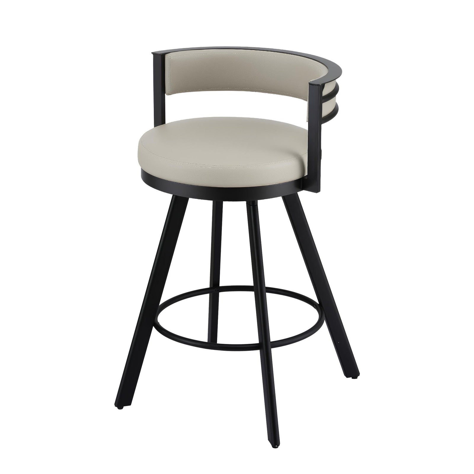 Swivel Bar Stool | Metal Frame & PU Leather Seat | Beige