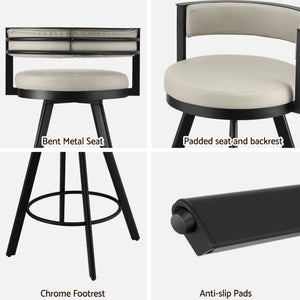 Artiss Bar Stool Swivel Kitchen Chair Metal PU Leather Counter Beige