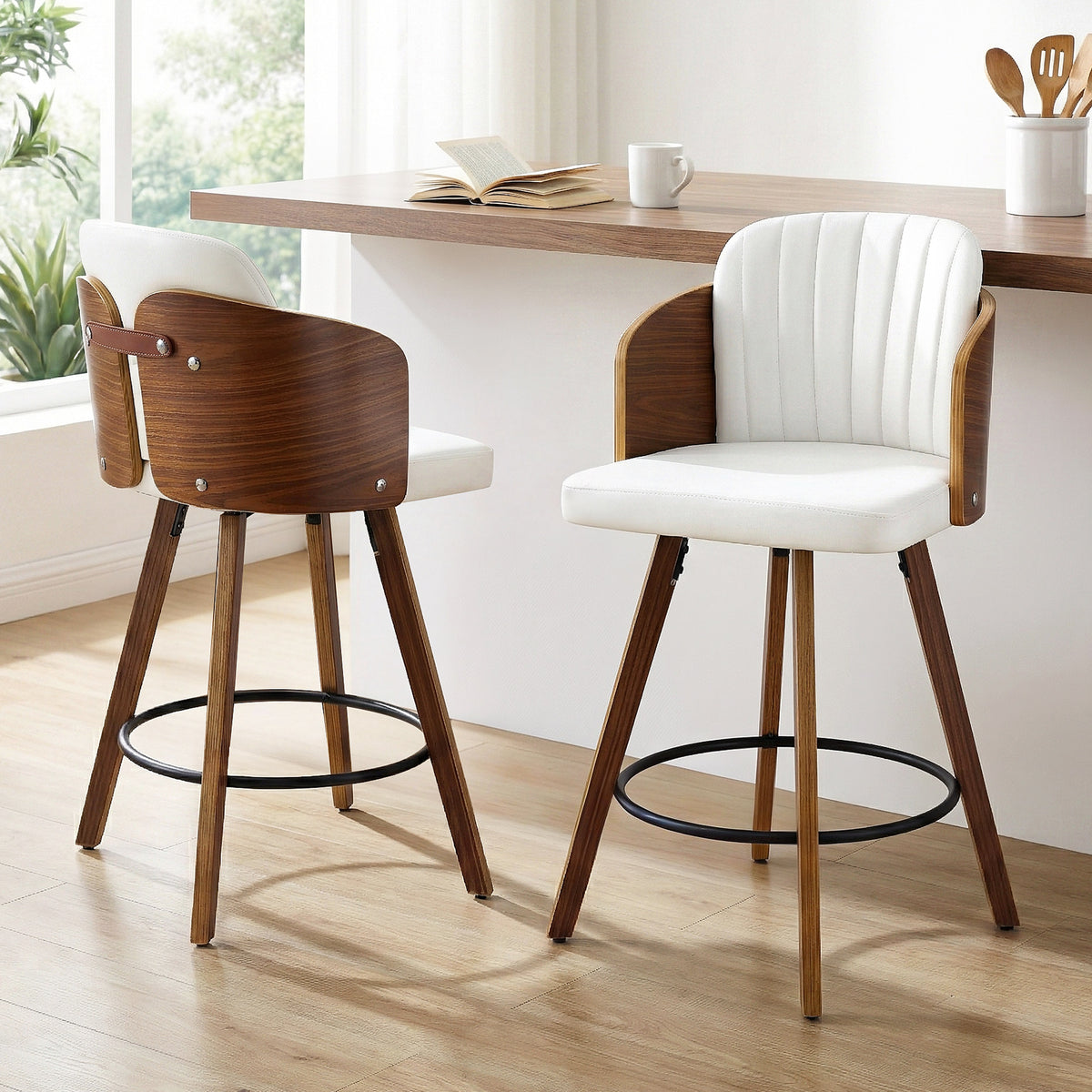 Wooden Bar Stool | Swivel | 58cm Seat Height | Kitchen Counter Stool