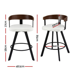 Bar Stool | Swivel | Bentwood Seat | Metal Legs | White PU