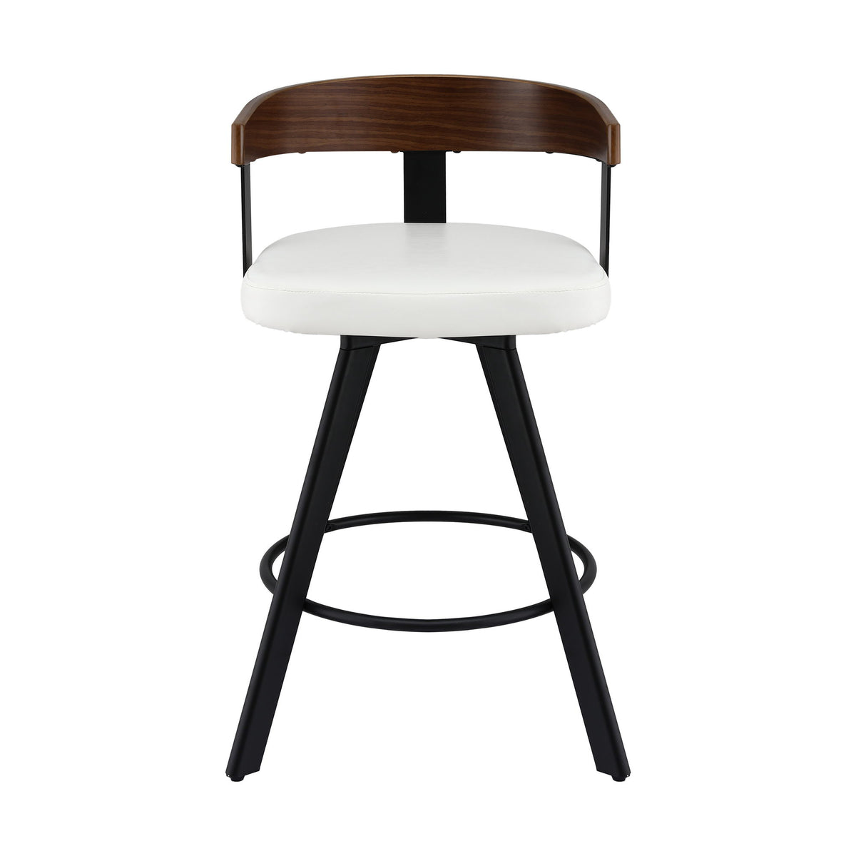 Bar Stool | Swivel | Bentwood Seat | Metal Legs | White PU