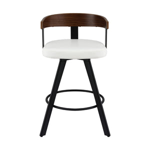 Bar Stool | Swivel | Bentwood Seat | Metal Legs | White PU