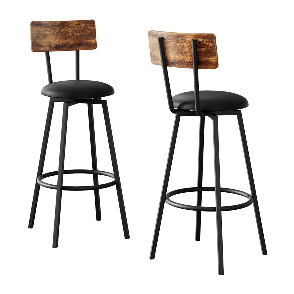 Artiss Bar Stools | 2X Industrial | Upholstered with Steel Frame | Anti-Scratch