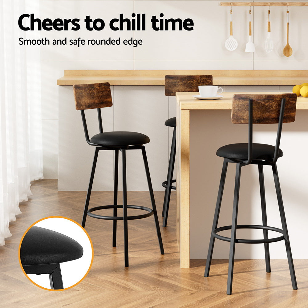 Artiss Bar Stools | 2X Industrial | Upholstered with Steel Frame | Anti-Scratch
