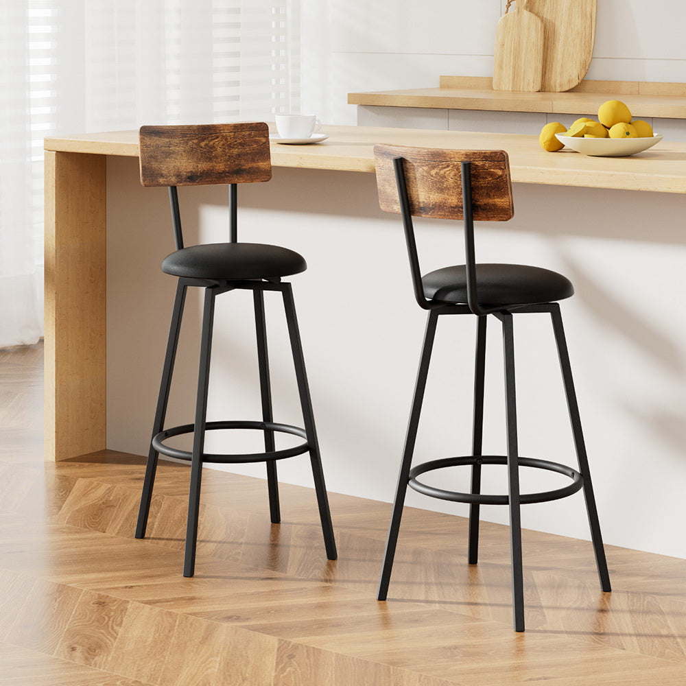 Artiss Bar Stools | 2X Industrial | Upholstered with Steel Frame | Anti-Scratch