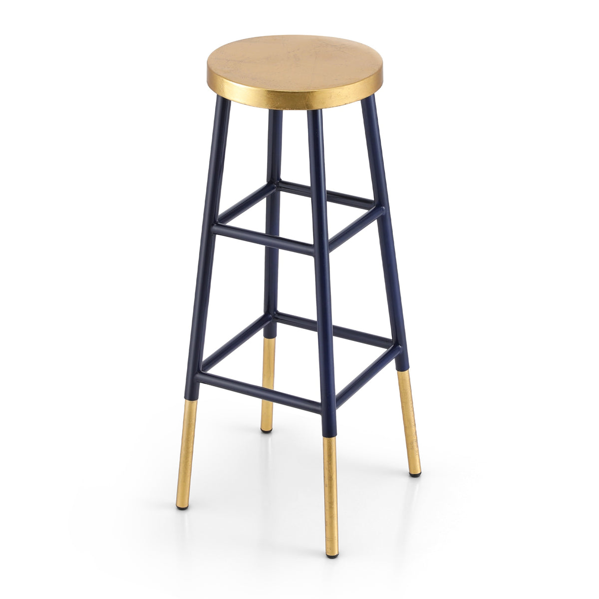 Metal Bar Stools | Counter Height | Gold & Navy