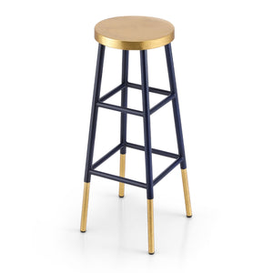 Metal Bar Stools | Counter Height | Gold & Navy