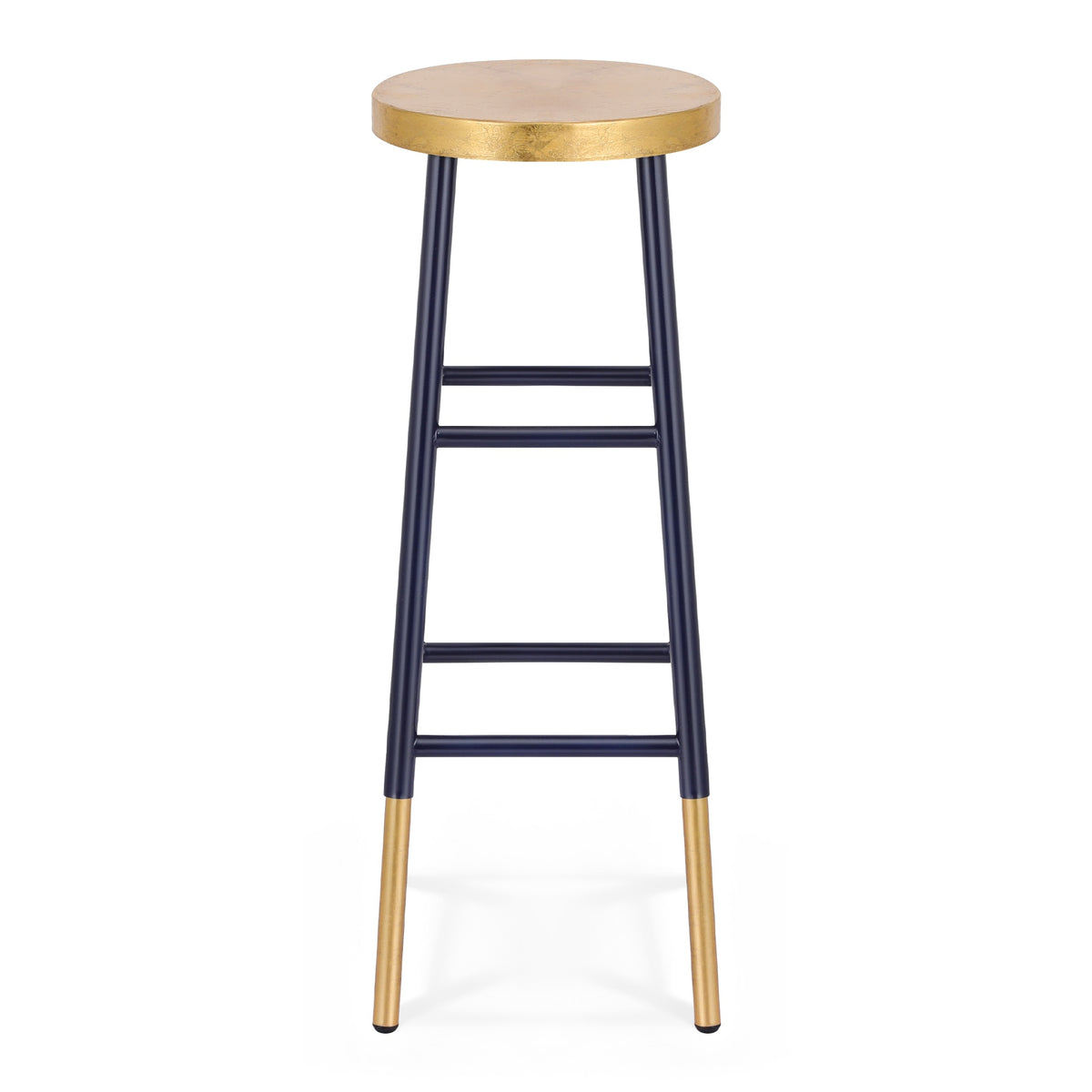 Metal Bar Stools | Counter Height | Gold & Navy