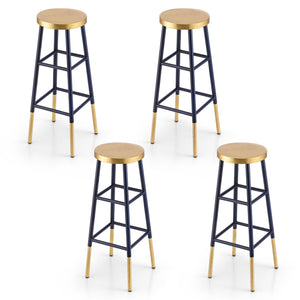 Metal Bar Stools Set 4pc | Two Tone | Gold & Navy