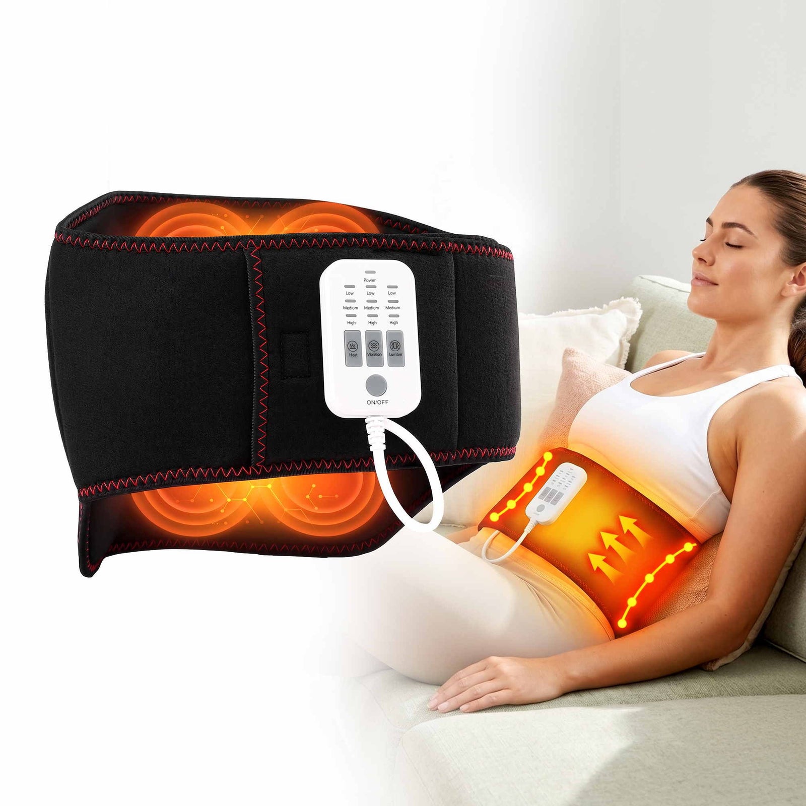 Back Massager Belt | Airbag Traction & Heat Lumbar Support | 124cm