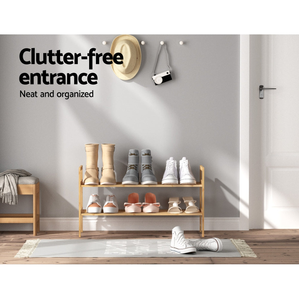 Shoe Rack Cabinet | Bamboo Storage Organiser | Pine