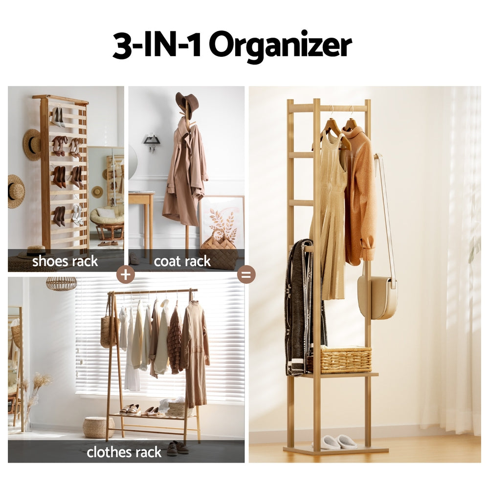 Clothes Rack & Airer | Bamboo Coat Stand | Multi-Purpose Storage
