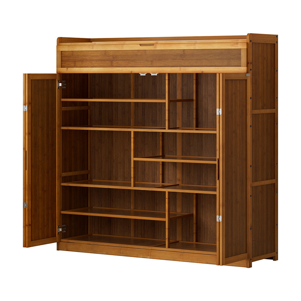 Shoe Rack Cabinet | Up To 30 Pairs | Bamboo Finish