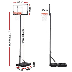 Everfit Basketball Hoop Stand | 3.05m | Height Adjustable | Portable with Knob