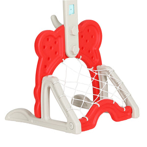 Keezi Kids Basketball Hoop Stand | Adjustable | 5-in-1 Sports Center | Toys Set | Red