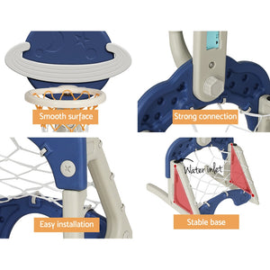 Keezi Kids Basketball Hoop Stand | Adjustable | 6-in-1 Sports Center | Toys Set | Blue