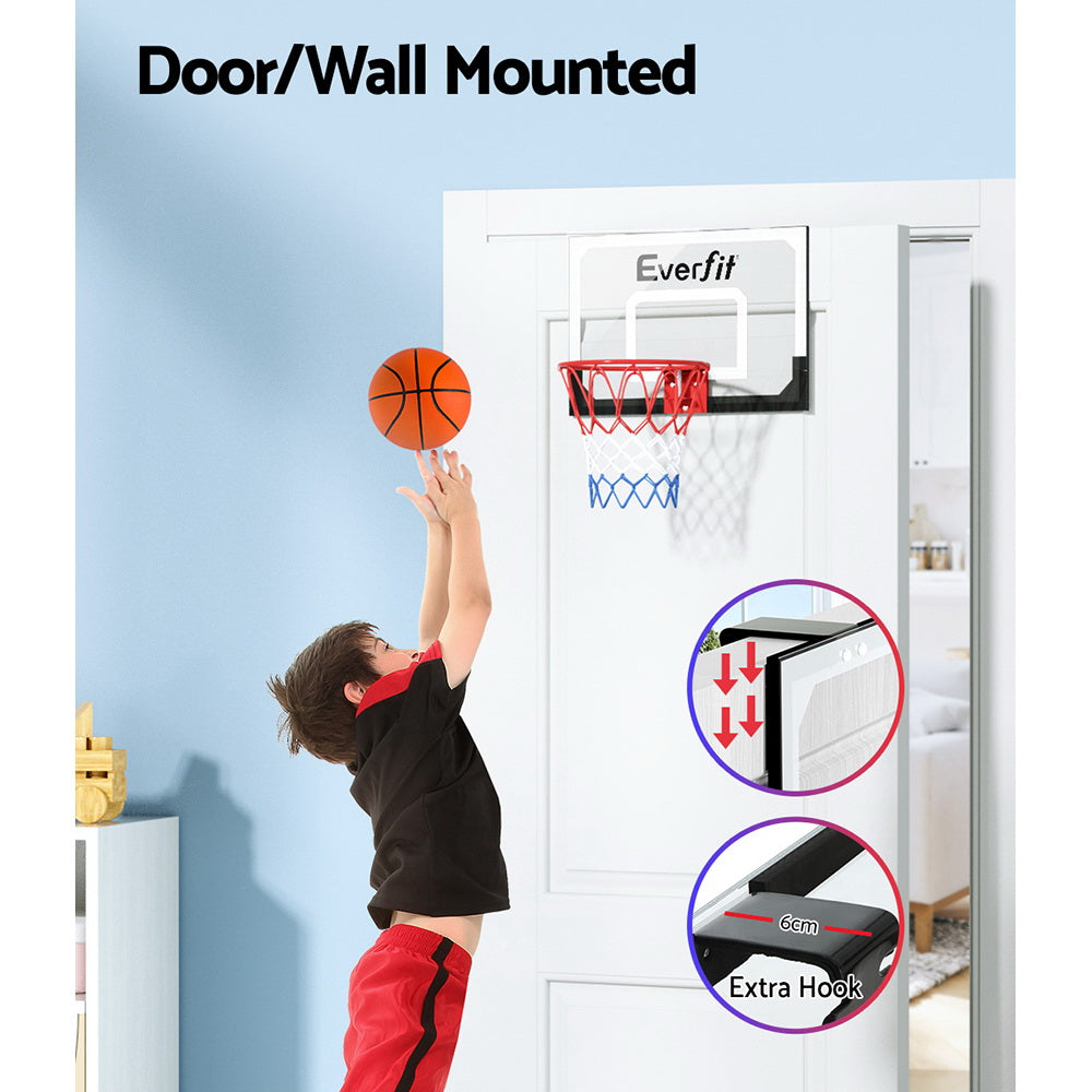 Everfit 23" Mini Basketball Hoop Backboard | Door Wall Mounted | Sports Kids | Black